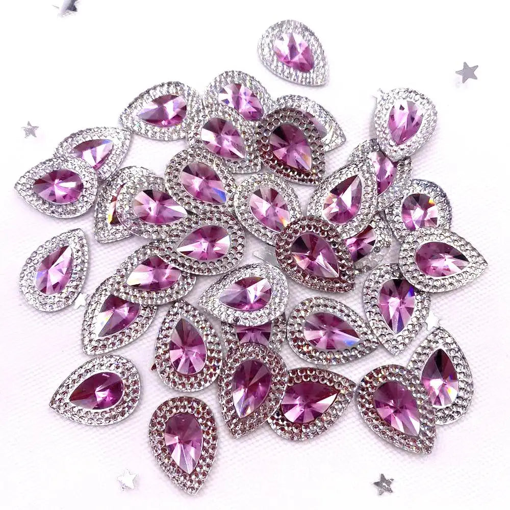 Resin Shiny Double Color Convex Crystal Drop Flatback Rhinestone  Applique DIY Wedding Scrapbook Accessories Ornament Craft