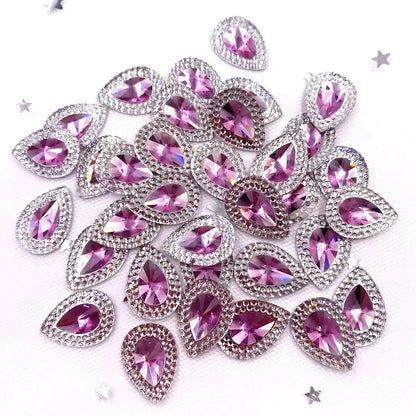 Resin Shiny Double Color Convex Crystal Drop Flatback Rhinestone  Applique DIY Wedding Scrapbook Accessories Ornament Craft