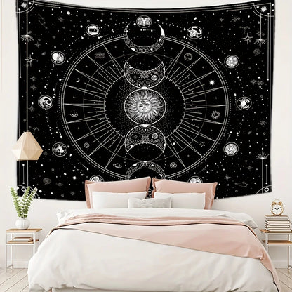 1pcS75*58cm Sun Moon Horoscope Divination Printed Tapestry Home DecorTapestry Wall Decor