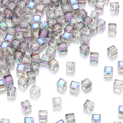 50pcs 4/6/8mm Square Faceted Glass Crystal Beads Loose Spacer Cube Beads for Jewelry Making DIY Bracelet Accessories Wholesale