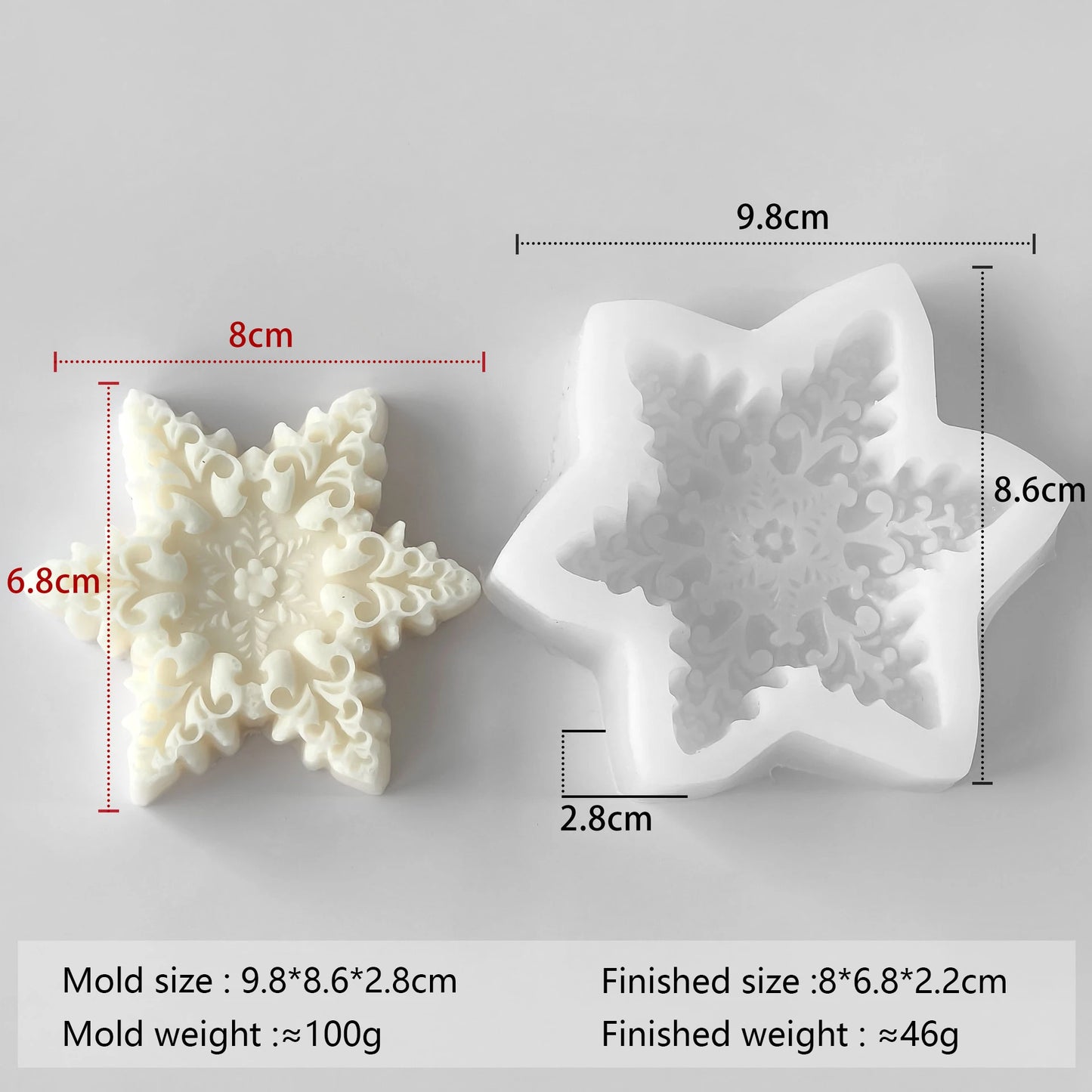 Snowflake Candle Silicone Mold DIY Christmas Soap Wax Melt Mold Aroma Stone Decor Handmade Craft Gift Home Decor Holiday Ornamen