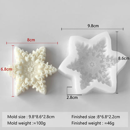 Snowflake Candle Silicone Mold DIY Christmas Soap Wax Melt Mold Aroma Stone Decor Handmade Craft Gift Home Decor Holiday Ornamen