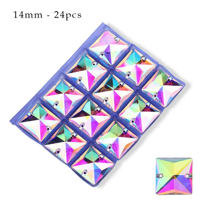 Crystal AB Ordinary Crystal Glass Sewing Rhinestones Sew On Flatback Rhinestone Wedding Dress Accessories DIY Garment Making