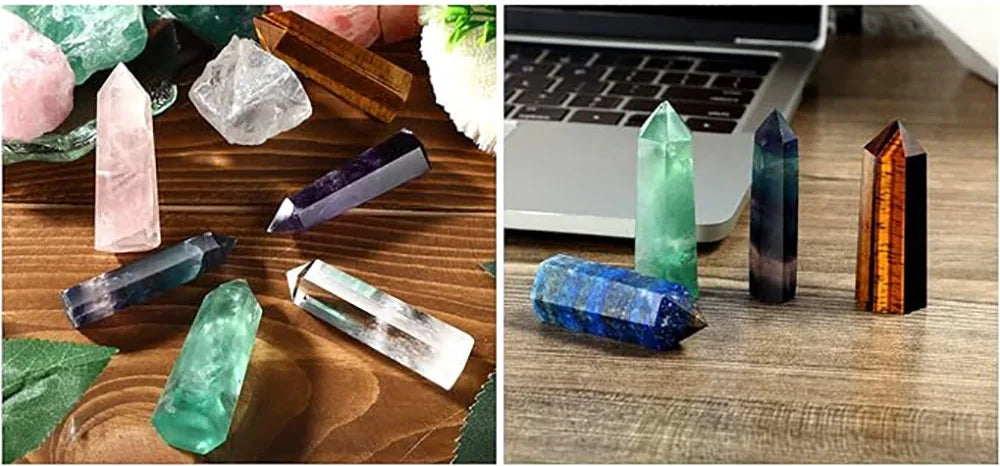 Natural Stone and Crystals Point Wand Witchcraft Rose Quartz Amethyst Home Decor Mineral Reiki Healing Stones Crafts Room Decor