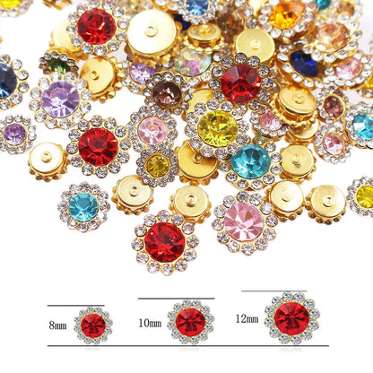8mm-12mm Sunflower Sewing Claw Rhinestones Crystals Glass Beads Buttons Stones Sew On Rhinestone for Clothes Sewing Accessories