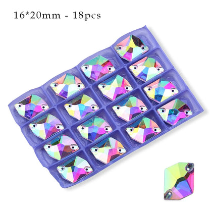 Crystal AB Ordinary Crystal Glass Sewing Rhinestones Sew On Flatback Rhinestone Wedding Dress Accessories DIY Garment Making