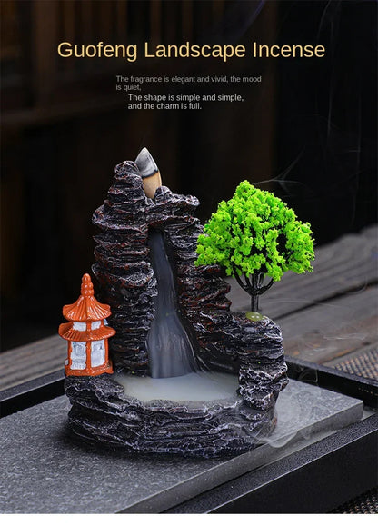 2024 Resin Reflux Incense Burner Tower Sandalwood Decoration Home Indoor Aromatherapy Mosquito Repellent Incense Burner Ornament