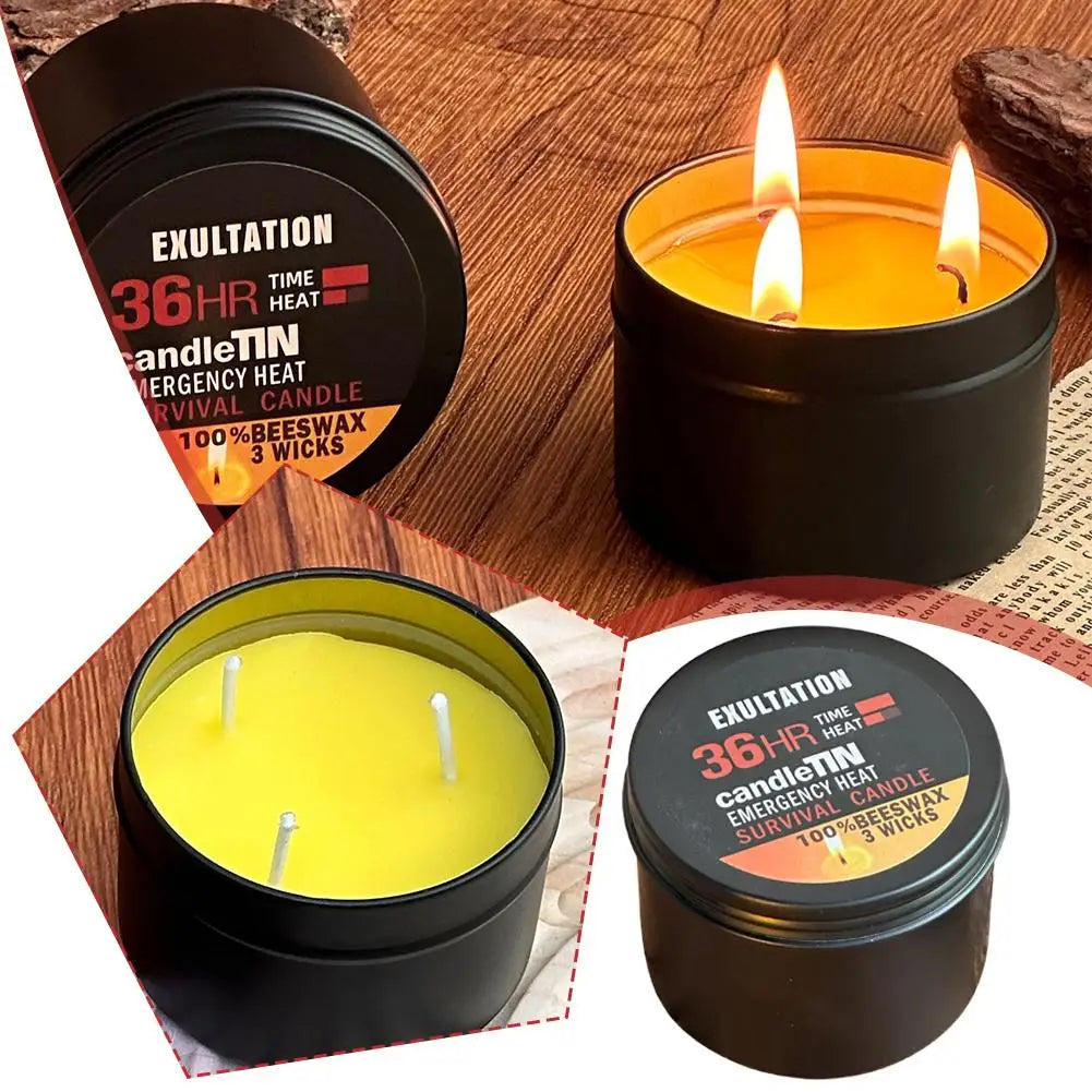 Nến Khẩn Cấp 36 Giờ 3 Bấc, Nến Sáp Ong Bền Lâu Hương Thơm Tựa Nến Sinh Tồn Cho Gia Đình Cắm Trại Câu Cá
