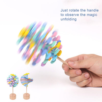 21cm Wooden Spiral Lollipop Stress Relief Toy Spinning Magic Wand Stop Stress Reliever Autism Toys Art Decoration Kids Gifts