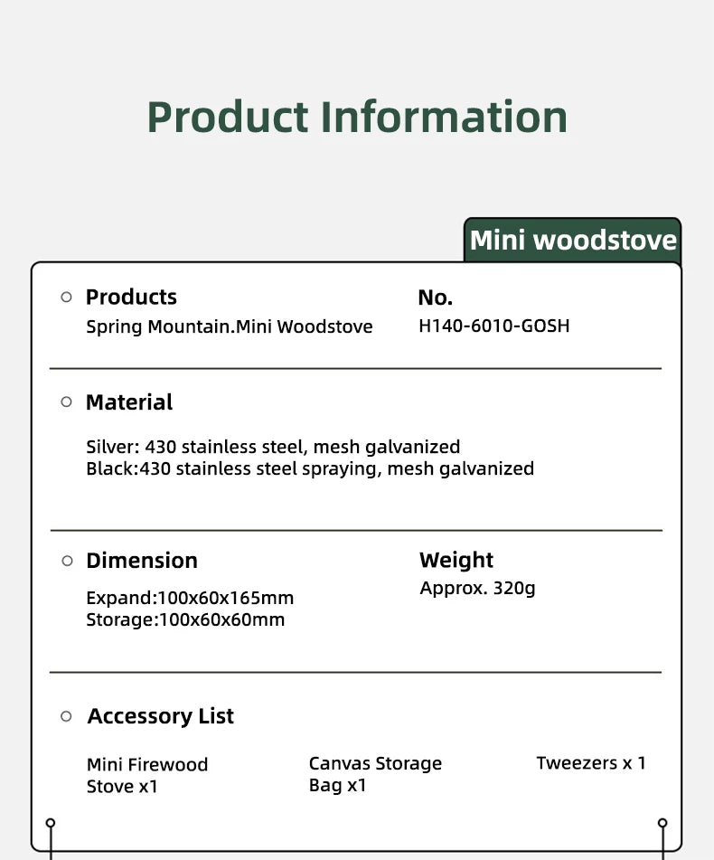 Goout Springhill Mini Woodstove Outdoor Camping Tour Incense Burner Folding Portable Stove Home Desktop Mosquito Incense Burner