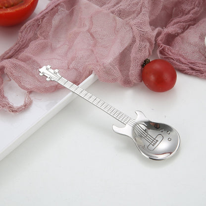 1pcs Stainless Steel Guitar Shaped Love Coffee Spoon Teaspoon Children Spoon New Beautiful 7 Colors Coffee Tea Use Kitchen Spoon