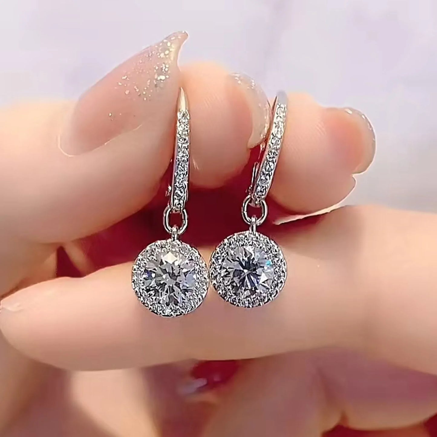 2025 New Original Round Water Drop Crystal High Jewelry Set Fashion Dazzling Women's Bracelet Earring Necklace Ring Wedding Gift