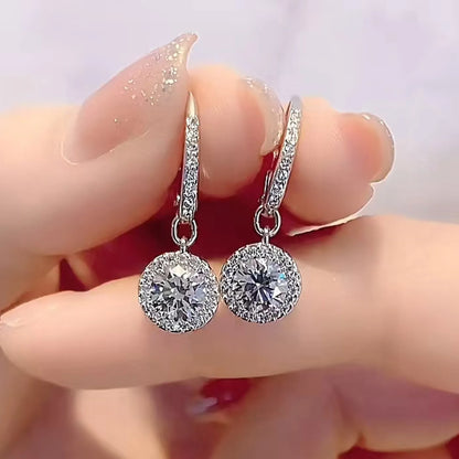 2025 New Original Round Water Drop Crystal High Jewelry Set Fashion Dazzling Women's Bracelet Earring Necklace Ring Wedding Gift