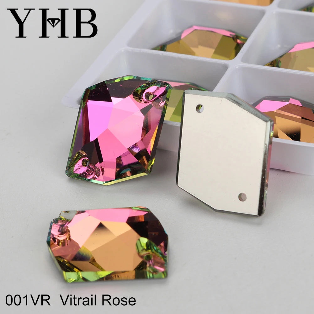 YHB Top Quality Cosmic Glass Crystal AB Moonlight Sewing Stones Flatback Sew on Rhinestones For Garment Clothes Bags