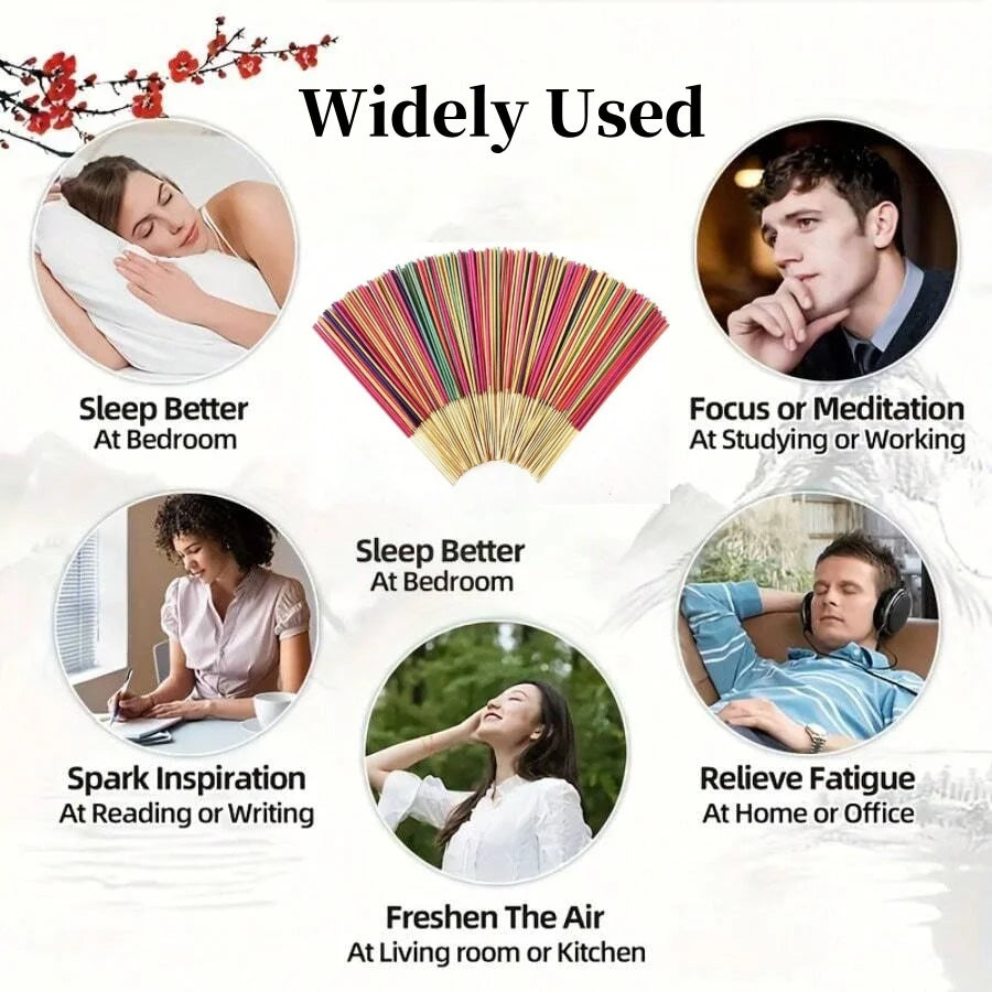 30-240pcs Aromatherapy Incense Sticks Mixed Set Natural Fragrances Lavender Rose Ocean Incense Stick for Home Yoga Meditation