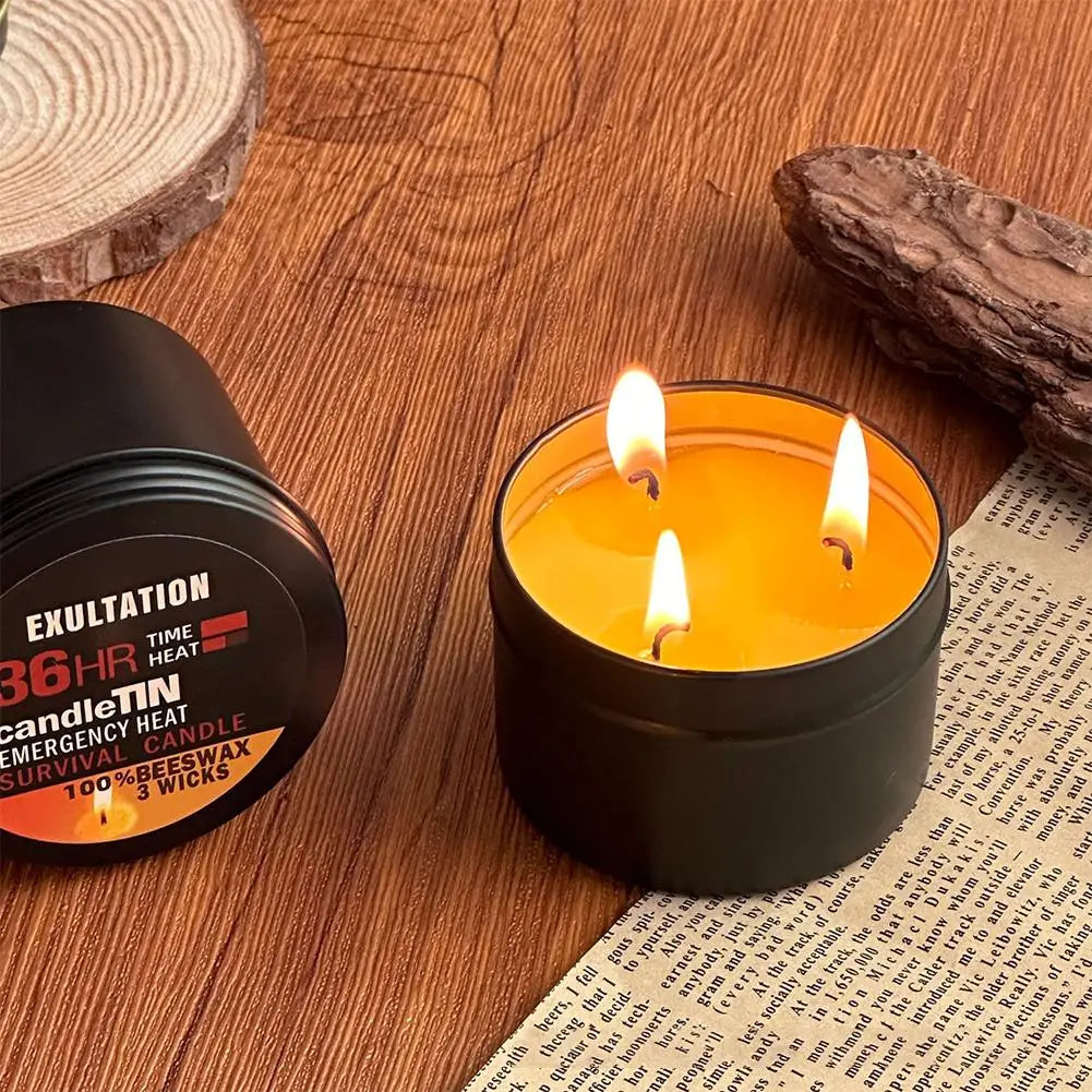 Nến Khẩn Cấp 36 Giờ 3 Bấc, Nến Sáp Ong Bền Lâu Hương Thơm Tựa Nến Sinh Tồn Cho Gia Đình Cắm Trại Câu Cá
