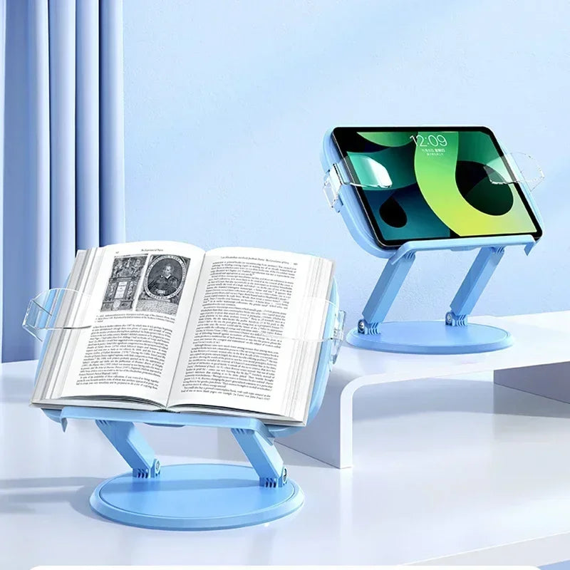 Reading Rack Multifunctional Adjustable 360° Rotatable Students Bookcase Folding Book Stand Bookshelf Desktop Book Holder