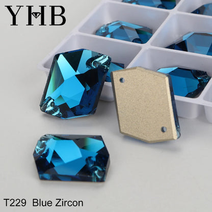 YHB Top Quality Cosmic Glass Crystal AB Moonlight Sewing Stones Flatback Sew on Rhinestones For Garment Clothes Bags