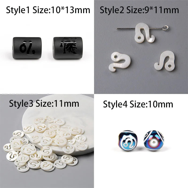 10PCS/lot 12 Constellation Horoscope Charms Beads 12 Zodiac Signs Multistyle Beads for DIY Couples Bracelets Jewelry Making