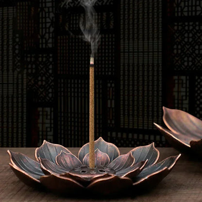 New 1PC Alloy Incense Burner Stick Holder Plate Buddhism Lotus Censer Nasturtium Bronze Incense Burner