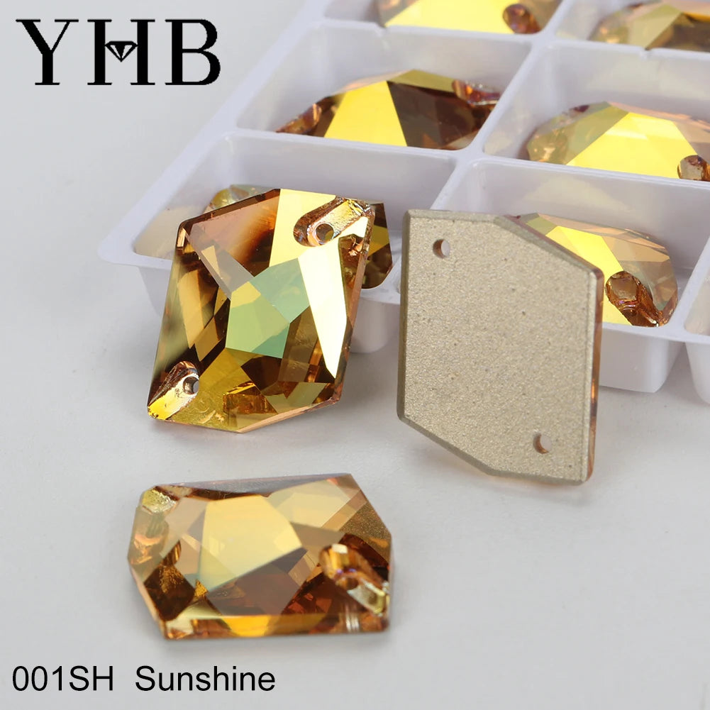 YHB Top Quality Cosmic Glass Crystal AB Moonlight Sewing Stones Flatback Sew on Rhinestones For Garment Clothes Bags