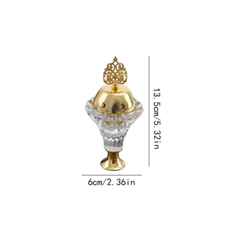 1Pc Artificial Crystal Incense Burner With Cover Aromatherapy Diffuser Metal Crafts Family Yoga Studio Home Decoration Ornaments