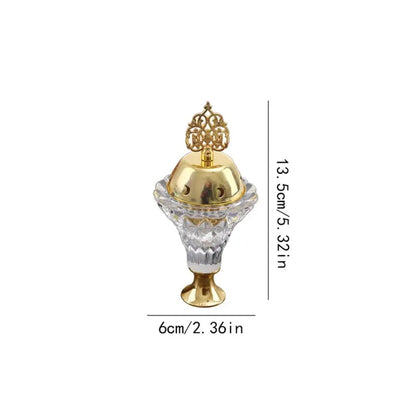 1Pc Artificial Crystal Incense Burner With Cover Aromatherapy Diffuser Metal Crafts Family Yoga Studio Home Decoration Ornaments