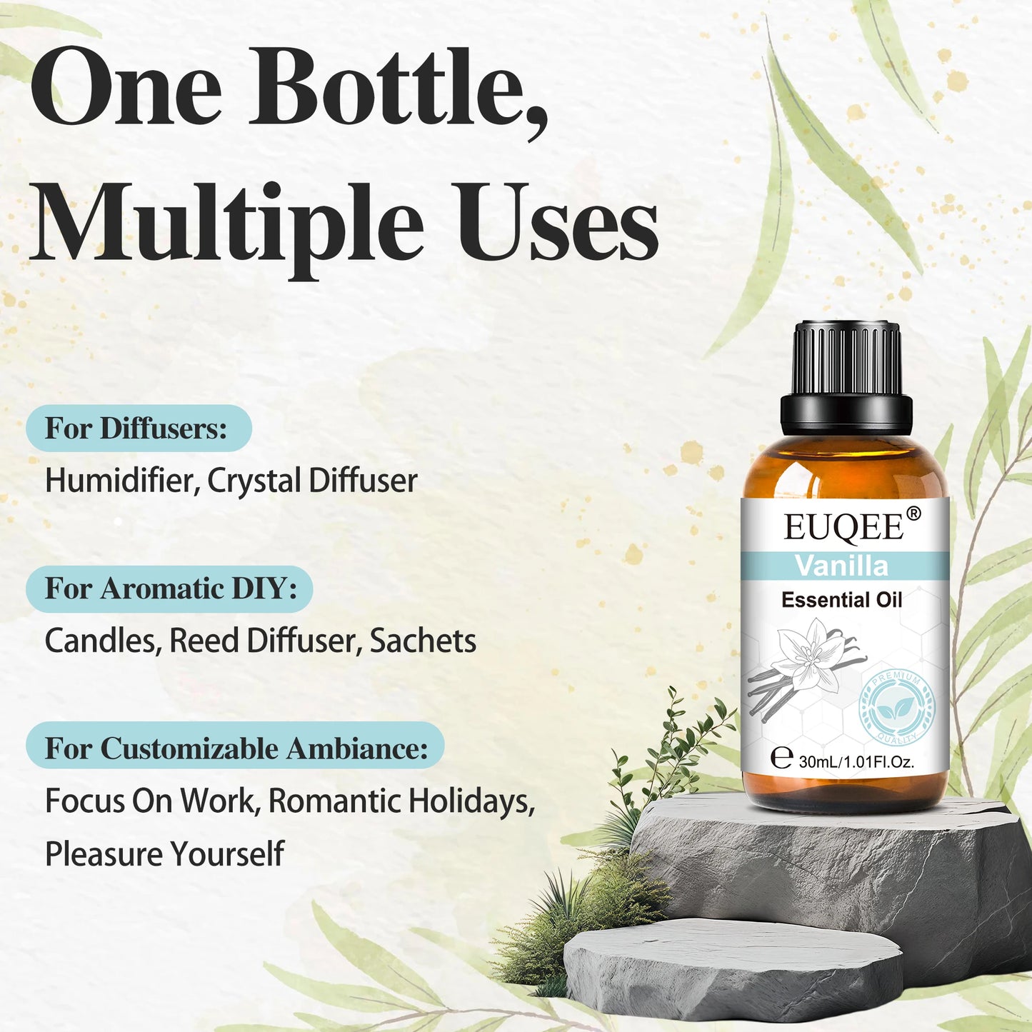 30ML Pure Essential Oil Vanilla Lavender Mint Rose for Aromatherapy Humidifier Scent Candle Frankincense Patchouli Fragrance Oil