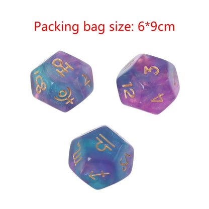 3Pcs/Set Astrological Dice 12-Sided Polyhedral Dice Astrology Ta-rot Card Constellation Divination Zodiac Dice Set 03KA