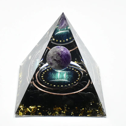 12 Zodiac Orgone Pyramid 5cm Horoscope Healing Natural Crystal Stone Ornaments Chakra Reiki Orgonite Gemstones Birthday Gifts