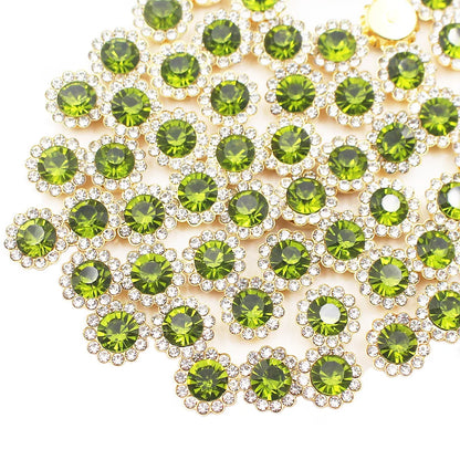 8mm-12mm Sunflower Sewing Claw Rhinestones Crystals Glass Beads Buttons Stones Sew On Rhinestone for Clothes Sewing Accessories