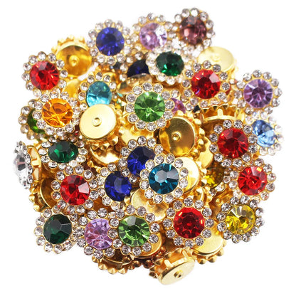 30PCS-100PCS Gold Flower Claw Rhinestones Glitter Crystals Trim Stones Beads Garment Crafts Sew On Rhinestones for Clothes Gems