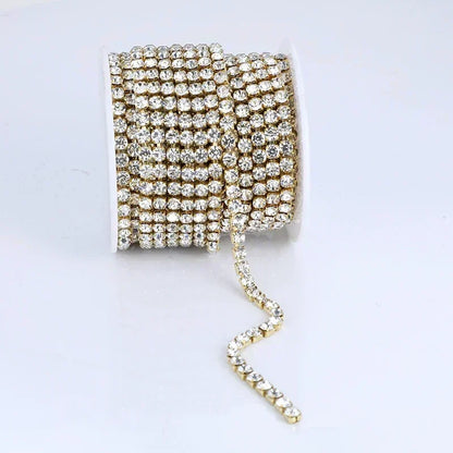 PEESOM SS6-SS18 Crystal Rhinestone Cup Chain Sew on Glass Rhinestone Trim Chain Glue On Colorful Crystal Cup Chain for DIY Craft