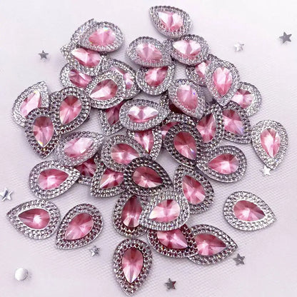 Resin Shiny Double Color Convex Crystal Drop Flatback Rhinestone  Applique DIY Wedding Scrapbook Accessories Ornament Craft