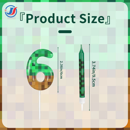 7Pcs Pixel Miner Birthday Cake Candles Topper for Pixel Theme Party Anniversary Party Video Game Party Supplies for Boys Girls
