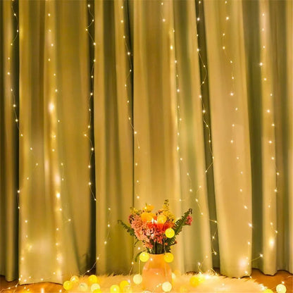 LED Curtain Lights USB Powered with Remote Control Holiday Christmas Decorations for Home Wedding Birthday Bedroom Party Lights