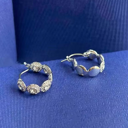 2025 New Original Round Water Drop Crystal High Jewelry Set Fashion Dazzling Women's Bracelet Earring Necklace Ring Wedding Gift