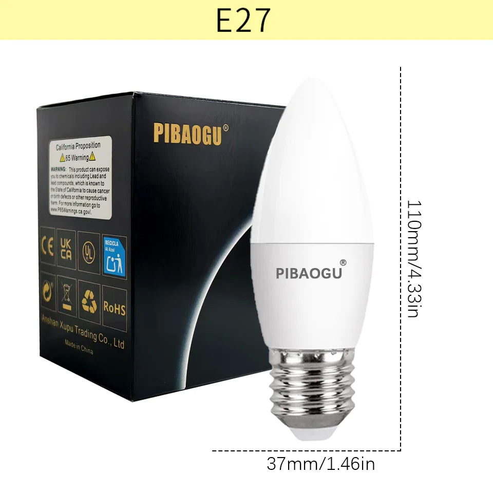 10PCS LED Candle Bulbs Light AC85-265V E14 E27 LED Candle Bulbs LED Ceiling Light Decoration LED Chandelier For Home Living Room