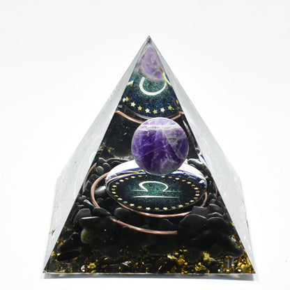 12 Zodiac Orgone Pyramid 5cm Horoscope Healing Natural Crystal Stone Ornaments Chakra Reiki Orgonite Gemstones Birthday Gifts