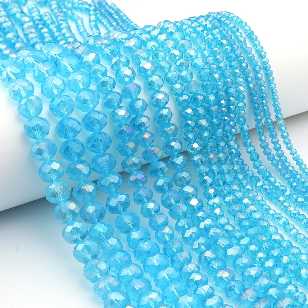 1Strand/Lot 3 4 6 8 10mm Rondelle Flat Faceted Crystal Beads Glass Spacer Beads For DIY Crafts Ornament Making Handmade Accesso