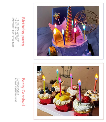 Colored Birthday Party Supplies 6/12pcs Wedding Colorful Multicolor Candles Safe Flames Dessert Cake Candles Decoration