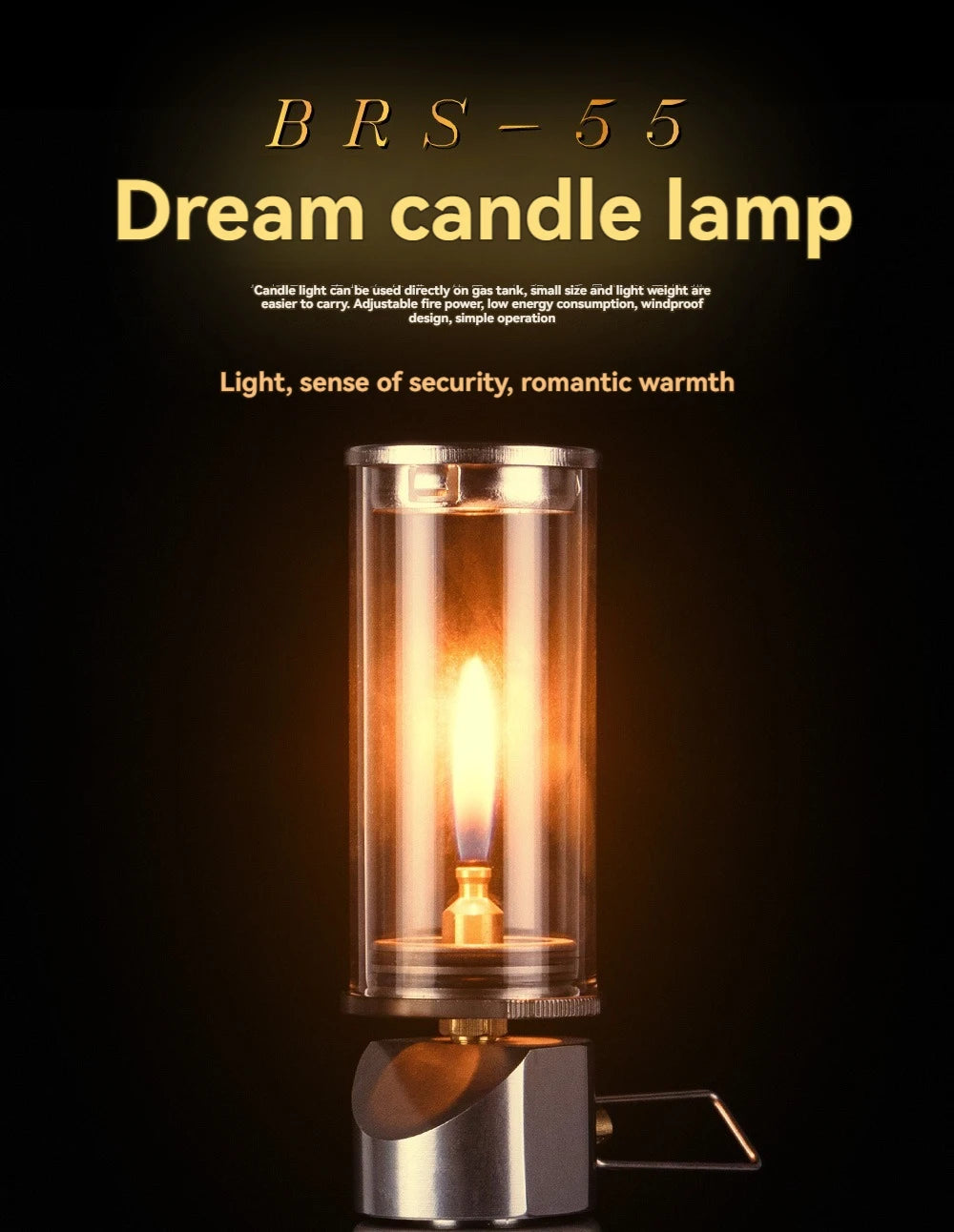 BRS-55 Dreamlike Candlelight Lamp Windproof Candle Light Gas Burner Stove Outdoor Camping Lights Tent Lighting Equipment