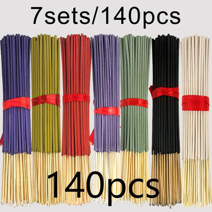 7 Sets of 140 Incense Sticks, Available in Four Seasonal Sets: Rose, Lavender, Sandalwood, Jasmine, Mint, Cherry Blossom, Herbal and Dragon Bloodwood, Each Pack Contains 20 Sticks, Suitable for Home, Office, Yoga, Meditation,
