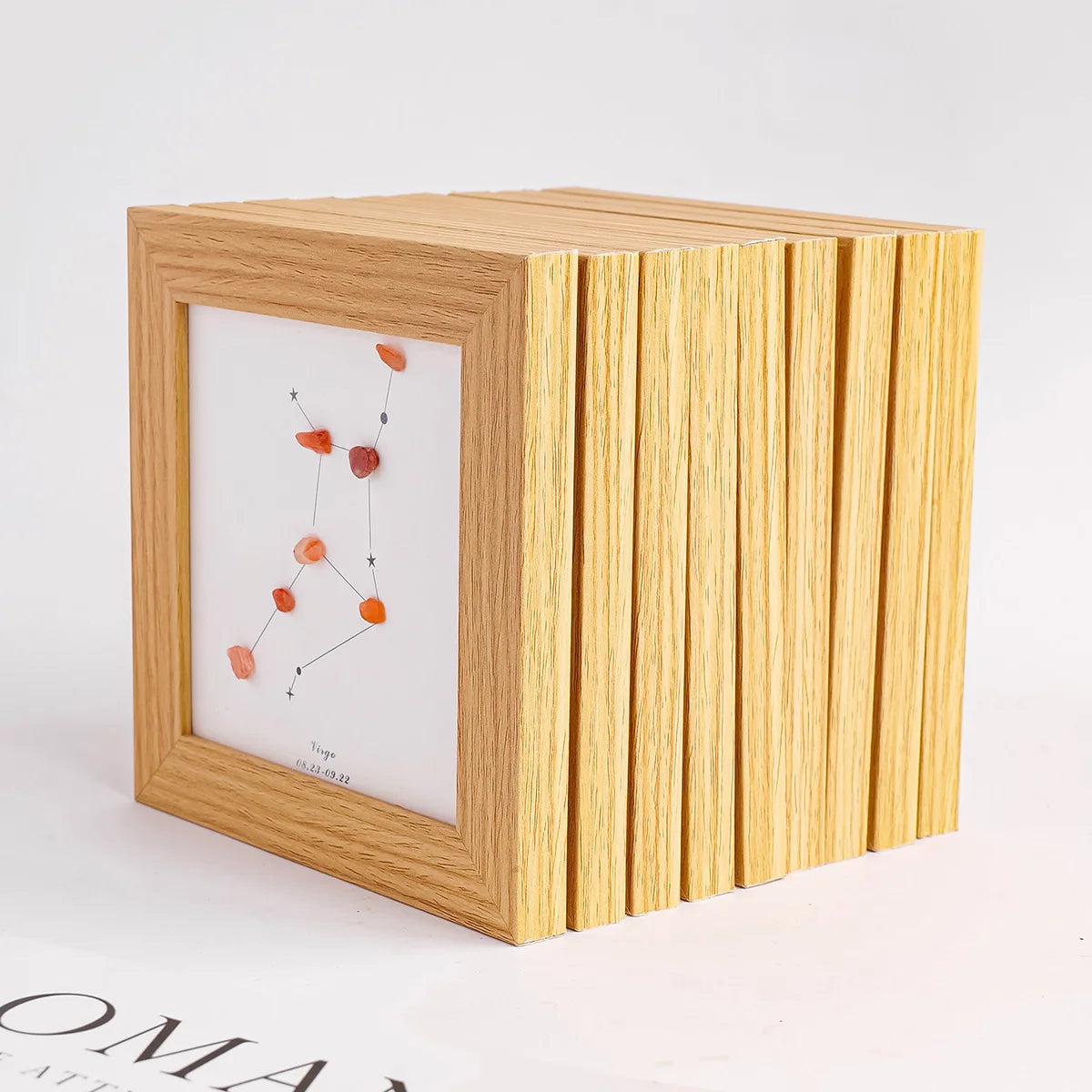 1 cadre photo en gravier de cristal naturel du zodiaque, décor de maison, fresque, ornements de bureau, accessoires de bricolage