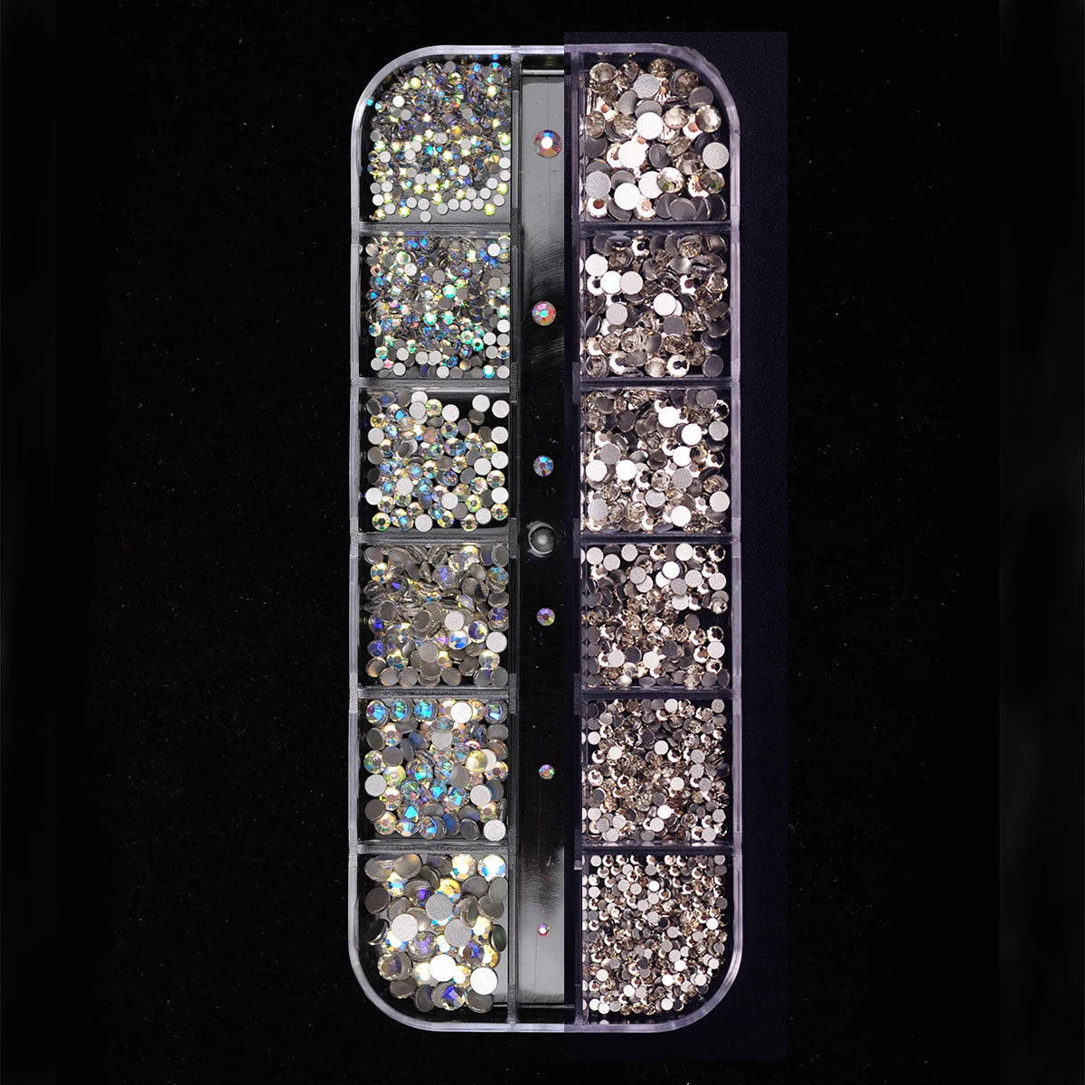 12 Grids Clear Mixed Sizes Nail Art Rhinestones Crystal 3D Glitter Non Hotfix Diamond Decoration Nail Parts Accessories