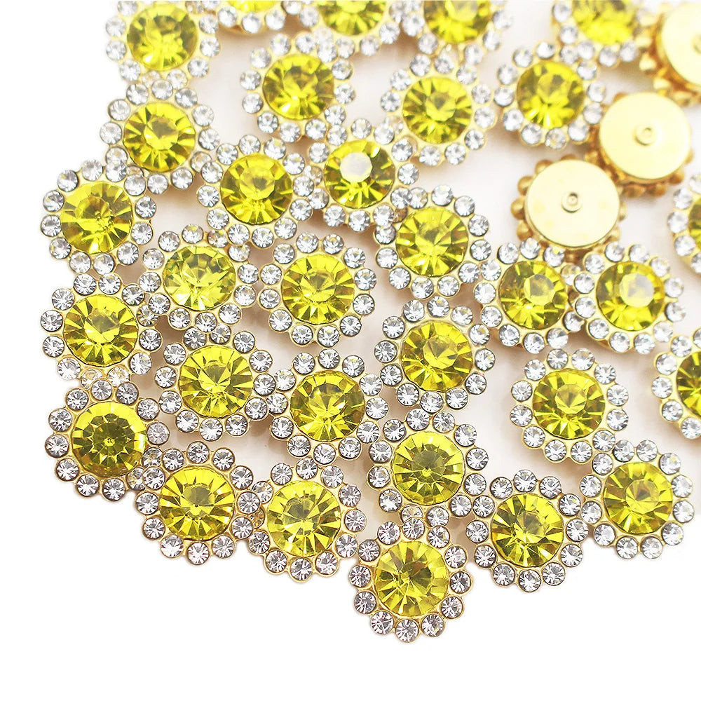 8mm-12mm Sunflower Sewing Claw Rhinestones Crystals Glass Beads Buttons Stones Sew On Rhinestone for Clothes Sewing Accessories