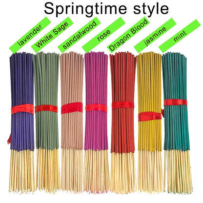 7 Sets of 140 Incense Sticks, Available in Four Seasonal Sets: Rose, Lavender, Sandalwood, Jasmine, Mint, Cherry Blossom, Herbal and Dragon Bloodwood, Each Pack Contains 20 Sticks, Suitable for Home, Office, Yoga, Meditation,