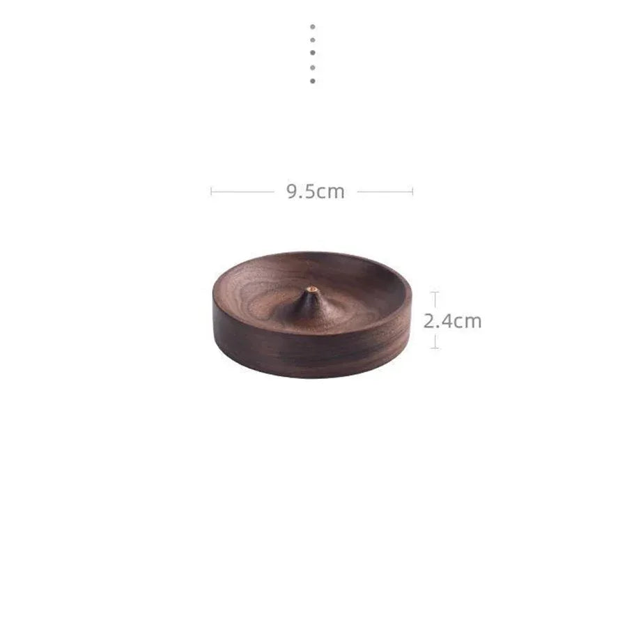 North American Black Walnut Solid Wood Incense Stick Handmade Tea Ceremony Round Incense Burner Agarwood Tray Holder
