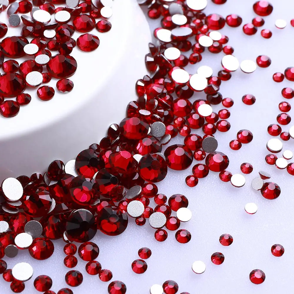 SS3-SS20 Mix Size Glitter Glass Round Rhinestones Silver Bottom Non Hotfix Small Size Crystal For Nail Art Clothes Decoration