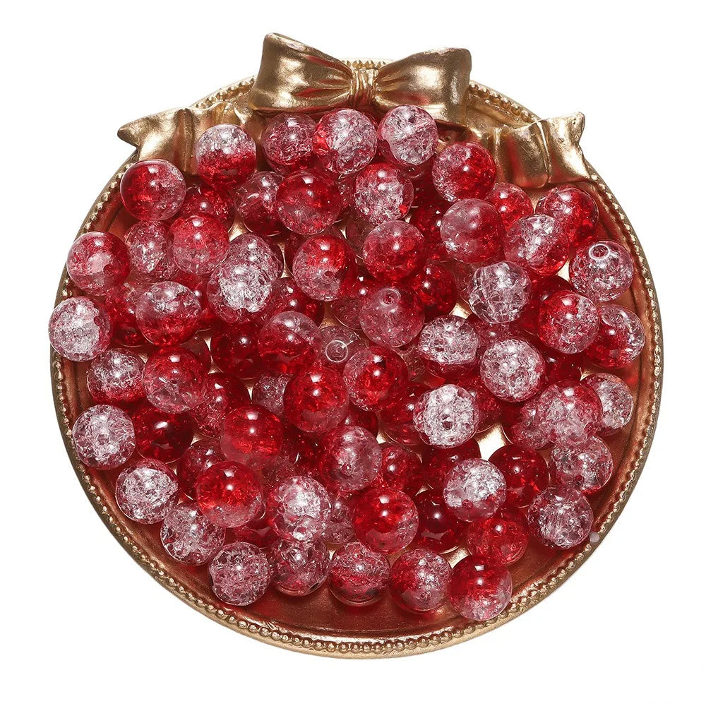 4 6 8 10mm Cracked Crystal Beads High-Quality Dual Color Glass Beads Snow Crack Crystal Beads for Jewelry Making DIY Bracelet